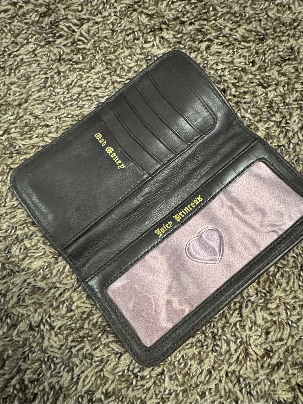 Juicy Couture Quilted Brown Wallet Set with Pink Stitching - Picture 3 of 4